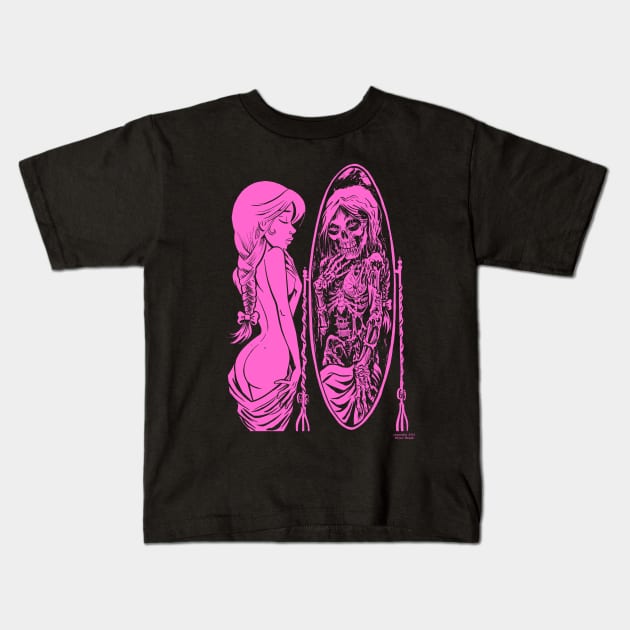 Life and Death (Pink) Kids T-Shirt by BryanBaugh